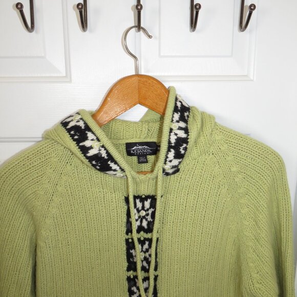 Icelandic Design Women's Medium Wool Angora Blend Knit Hoodie Sweater Medium - Picture 4 of 9